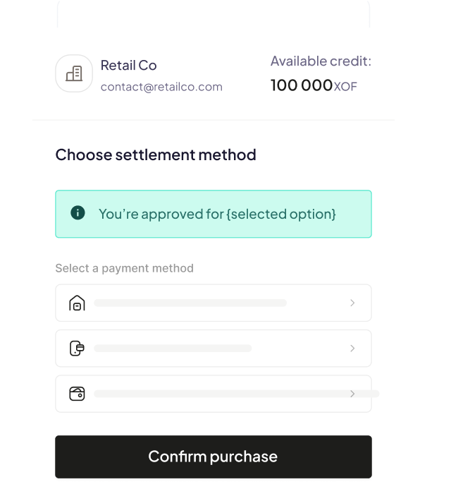 Paiement différé B2C (BNPL B2C) interface preview