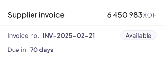 Facture fournisseur montrant les détails de paiement