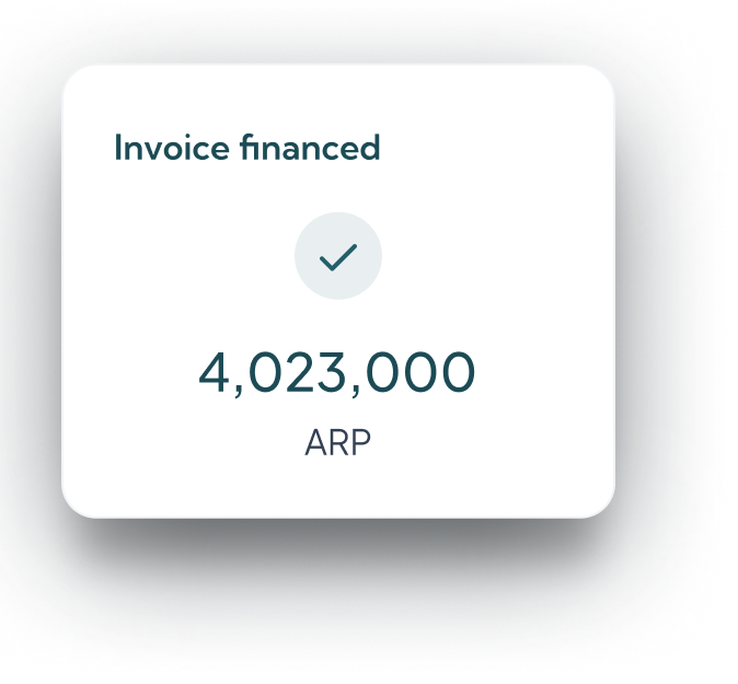 Invoice financed status card showing 4,023,000 ARP